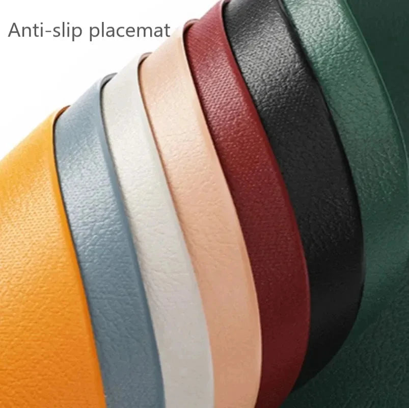 Irregular Leather Placemats and Coasters Set Oil-Proof Waterproof Coffee Mats Place Mats Dining Table Mat for Kitchen Tools