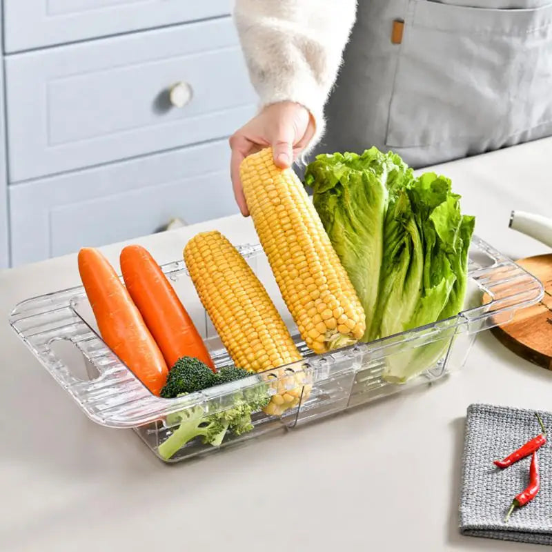 Vegetables Drain Rack Transparent White Quick Water Filtration Drain Water Storage Free Adjustment Retractable Kitchen Gadgets