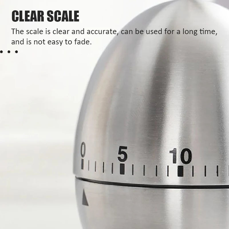 Egg Shape Kitchen Timer Tools 60 Minutes Stainless Steel Mechanical Alarm Clock Fitness Exercise Timer Learning Time Management