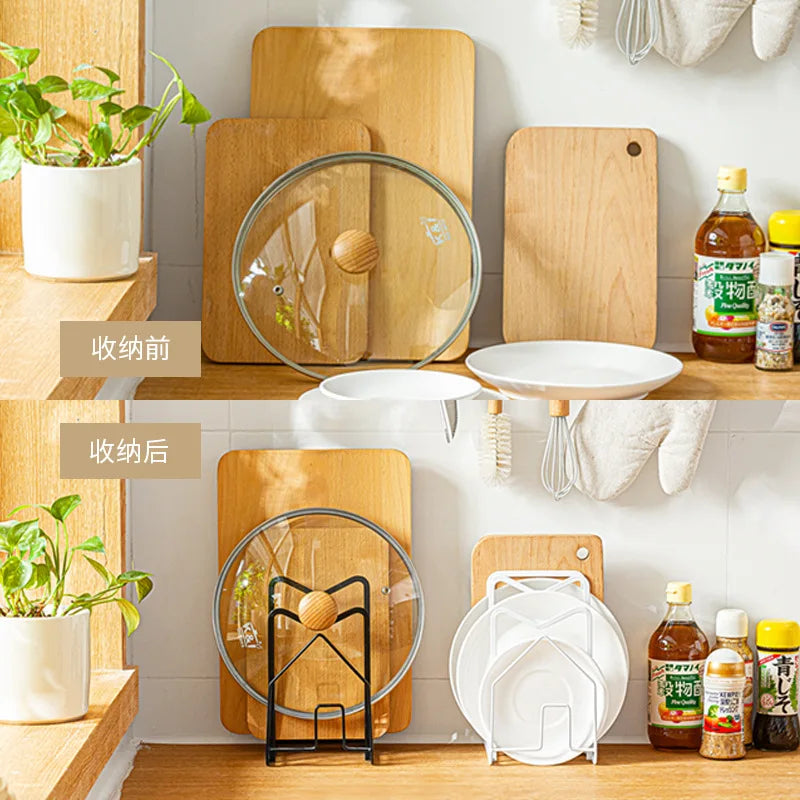 Multifunctional Kitchen Utensils Water Filtration Storage Rack Iron Cutting Board Rack Pot Lid Cutting Board Rack Kitchen Rack