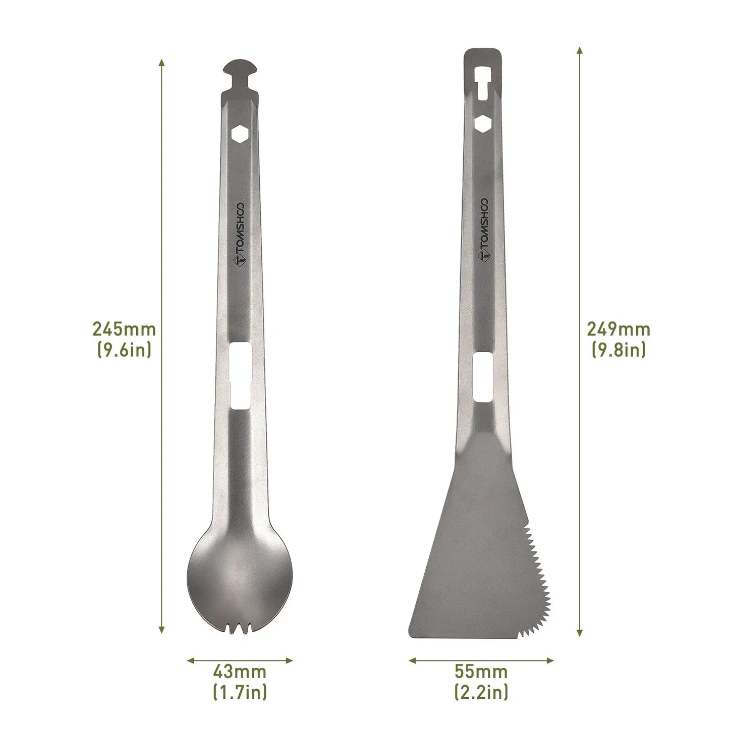 TOMSHOO Titanium Serving Tongs Multi-Purpose BBQ Tongs with Spork and Serrated Spatula for Outdoor Camping Hiking Picnic Cooking