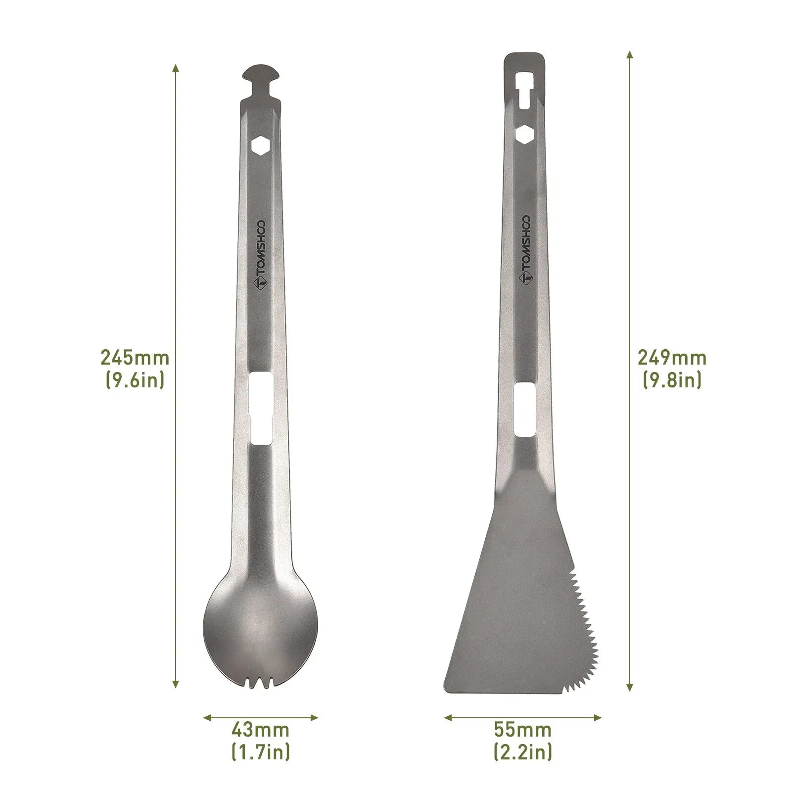 TOMSHOO Titanium Serving Tongs Multi-Purpose BBQ Tongs with Spork and Serrated Spatula for Outdoor Camping Hiking Picnic Cooking