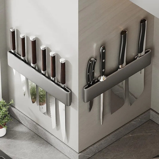 Creative Multi-functional Kitchen Punch-free Knife Holder Wall-mounted Carbon Steel Kitchen Utensils Scissors Knife Storage Rack