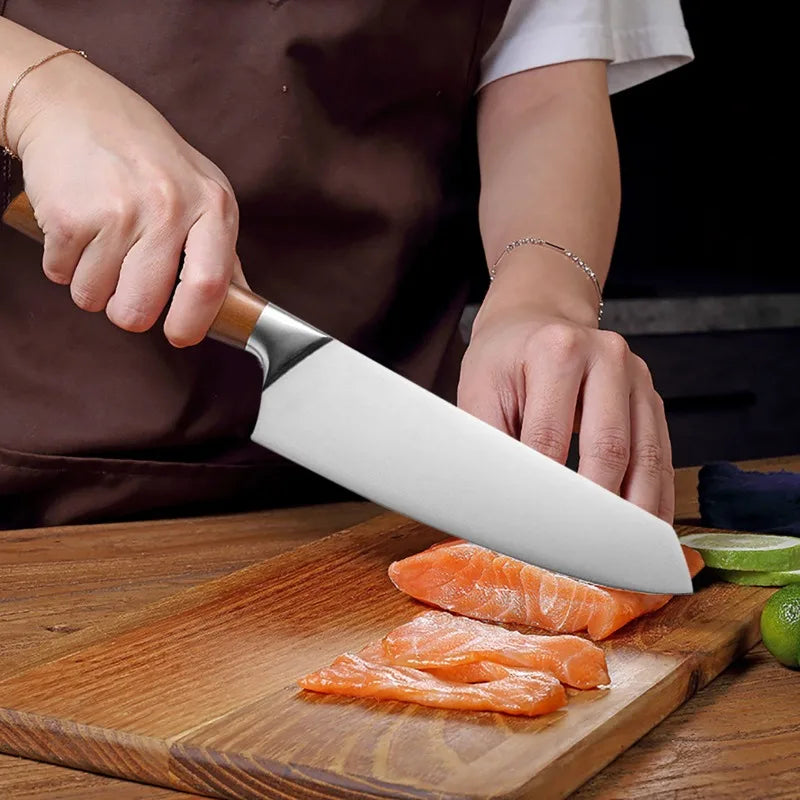 Professional Japanese Kitchen Chef Knife Set Meat Fish Fruit Slicing Vegetables Cutter Stainless Steel Butcher Cleaver Knives