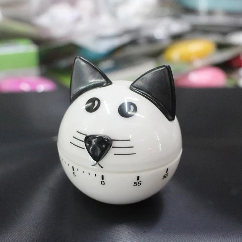 Cartoon Cat Countdown Timer 60 Minutes Digital Time Manager Clock Manual Mechanical Kitchen Cooking Time Reminder Baking Tools
