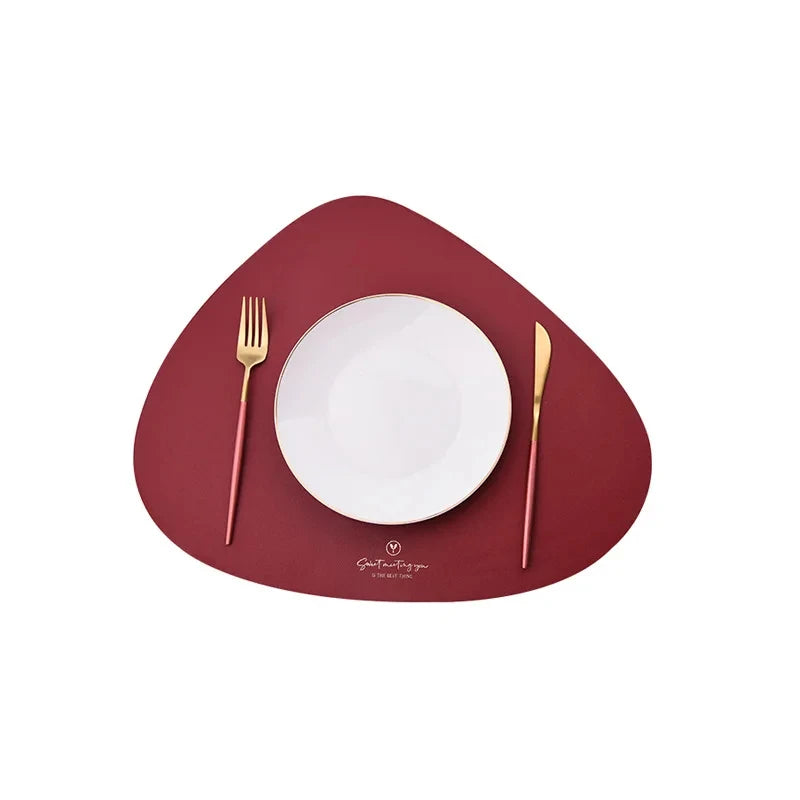 Irregular Leather Placemats and Coasters Set Oil-Proof Waterproof Coffee Mats Place Mats Dining Table Mat for Kitchen Tools