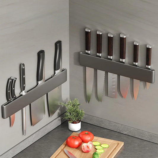 Creative Multi-functional Kitchen Punch-free Knife Holder Wall-mounted Carbon Steel Kitchen Utensils Scissors Knife Storage Rack